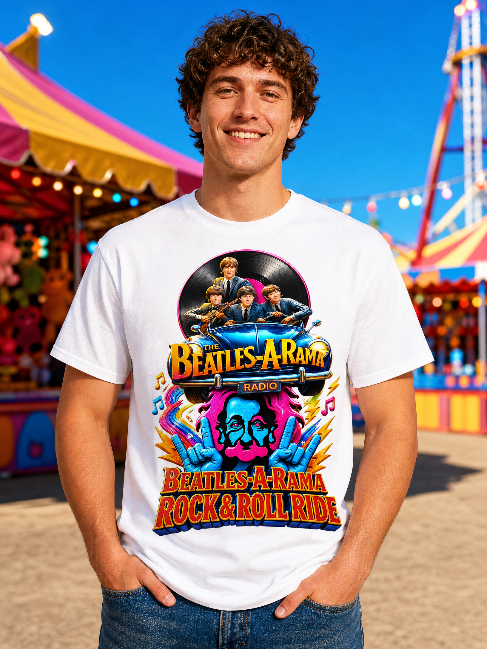 Beatles-A-Rama Retro Rock & Roll Ride Tee