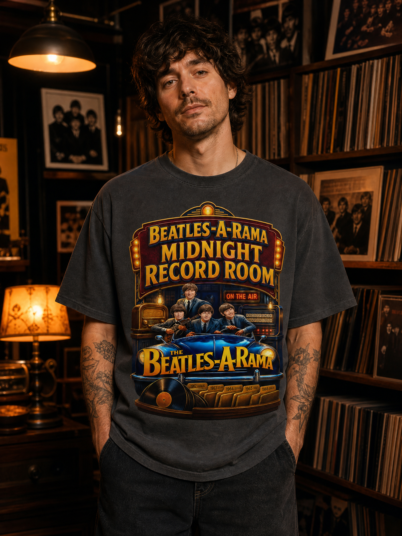 Beatles-A-Rama Midnight Record Room T-Shirt