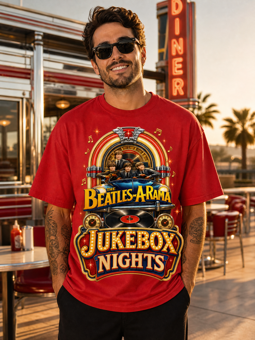 Beatles-A-Rama Jukebox Nights T-Shirt — Retro Music Tee for Fans