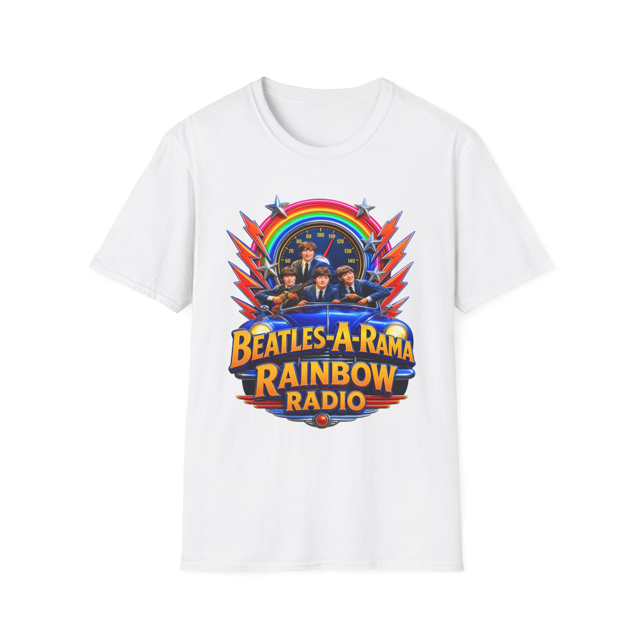 Beatles-A-Rama Rainbow Radio T-Shirt — Retro Psychedelic Band Tee